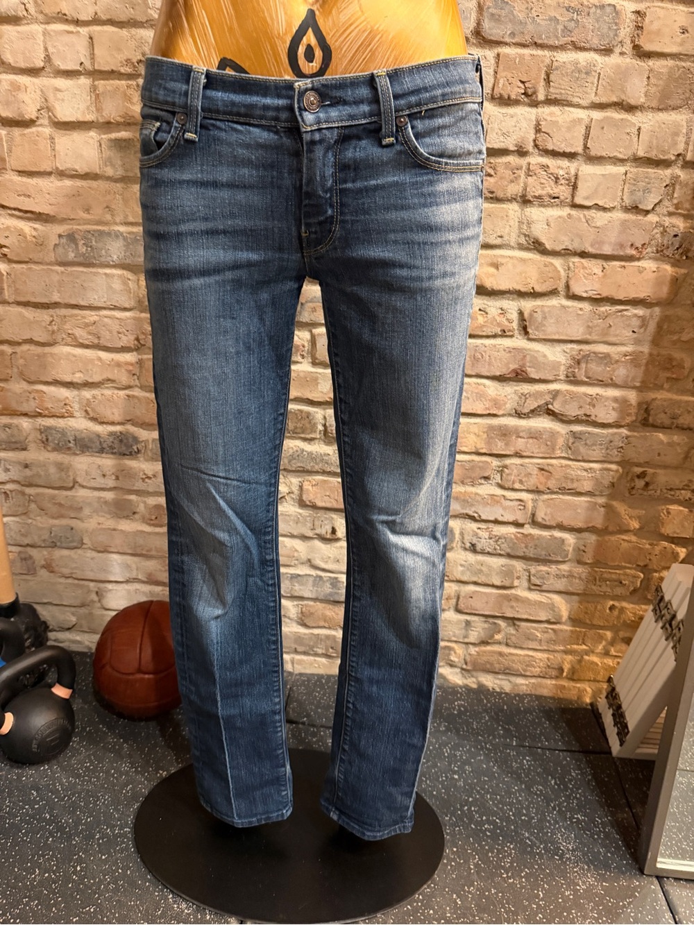 7 for Mankind Women's Classic Slim Straight Jeans in Denim Blue 27